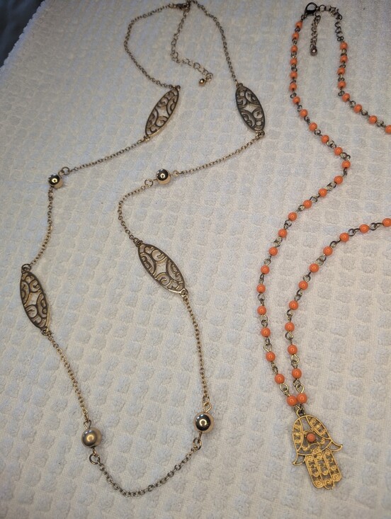 Jewelry - Gold Tone Beaded Necklace Duo